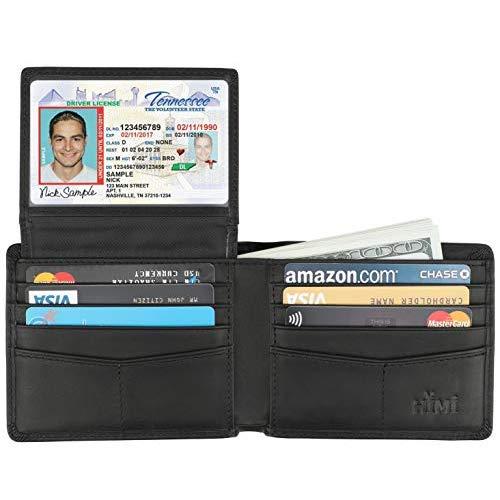 Wallet for Men-Genuine Leather RFID Blocking Bifold Stylish Wallet With 2 ID Window
