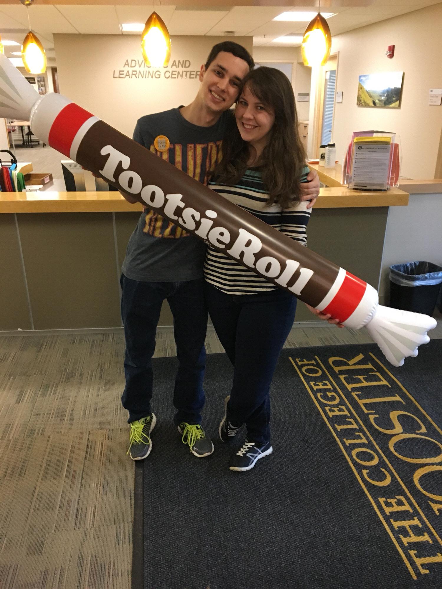 Wooster tradition holds that consuming a tootsie roll while you’re writing your thesis is bad luck. Once you turn in your thesis, you are rewarded with a tootsie roll and tootsie roll photo ops!