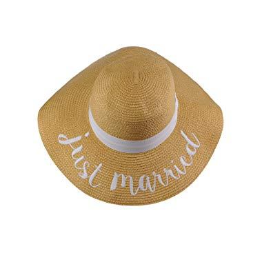 C.C Women's Paper Weaved Crushable Beach Embroidered Quote Floppy Brim Sun Hat