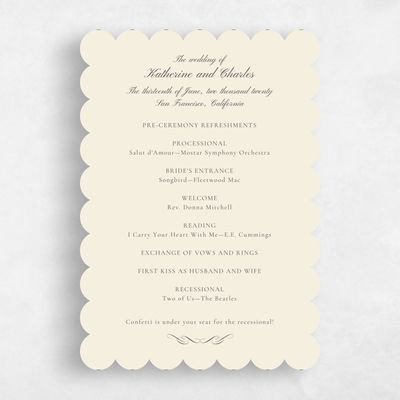 Beige Scalloped Wedding Program - Abbey