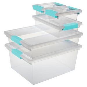 Clip Box Set Clear with Blue Lids 5pc - Sterilite