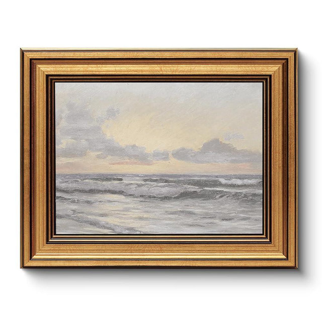 HUARCEY Gold Framed Vintage Wall Art for Living Room, Landscape Painting Prints Shelf Decor for Kitchen, Aesthetic Coastal Bedroom Wall Art, Christmas Gifts for Friends or Family ( Sea or Sky - 8"x10" )