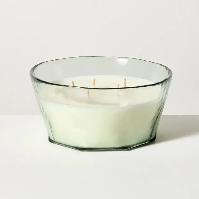 5-Wick Textured Glass Eucalyptus and Santal Jar Candle 32oz Green - Hearth & Hand™ with Magnolia