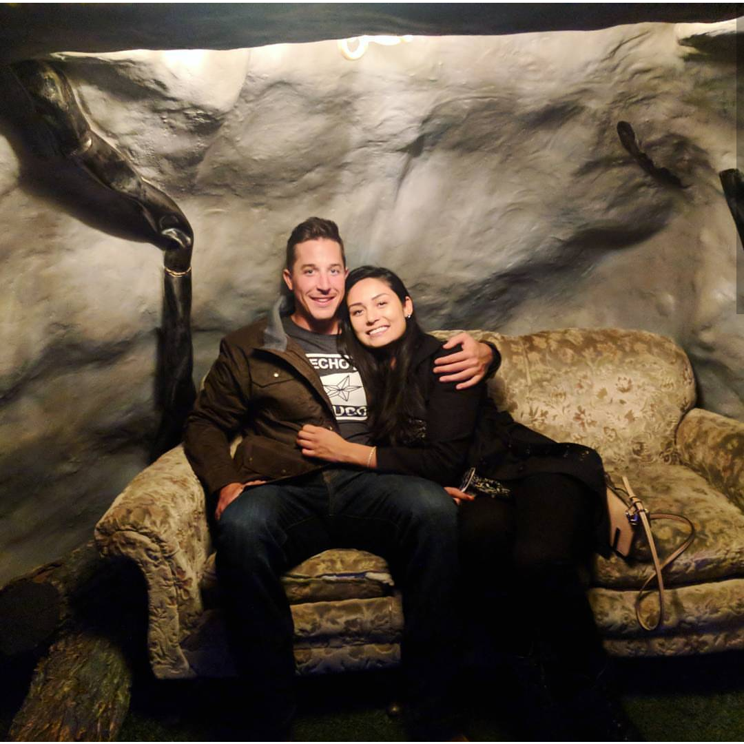 Snuggling up at the Meow Wolf exhibit.