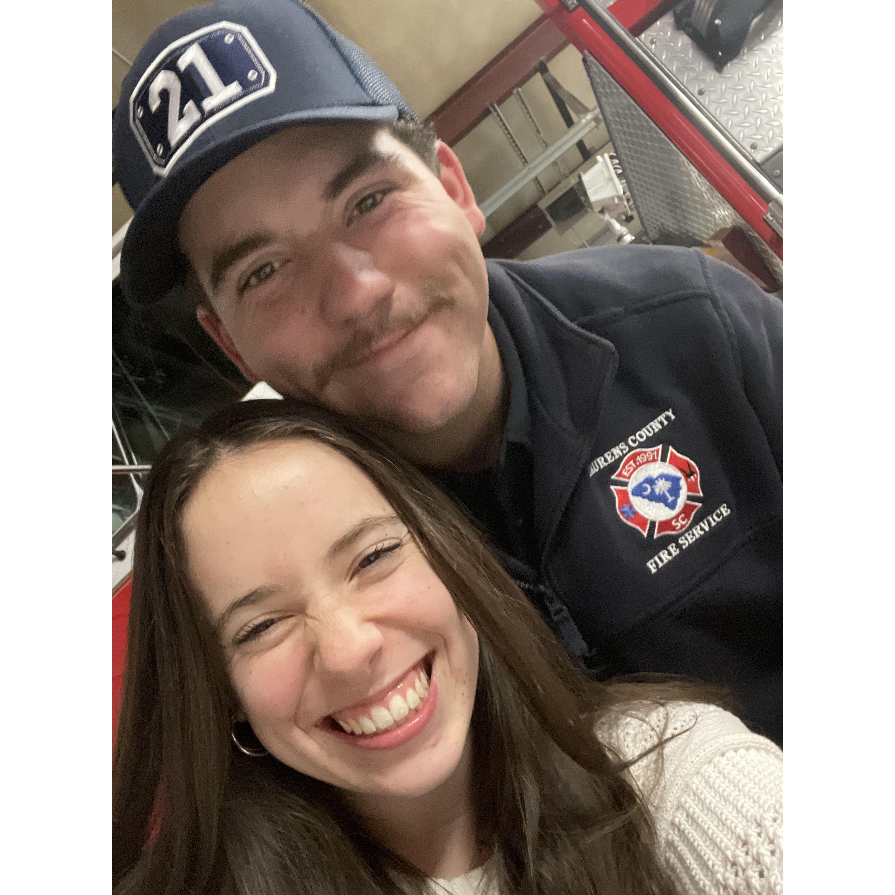 Hangin' at the fire station.