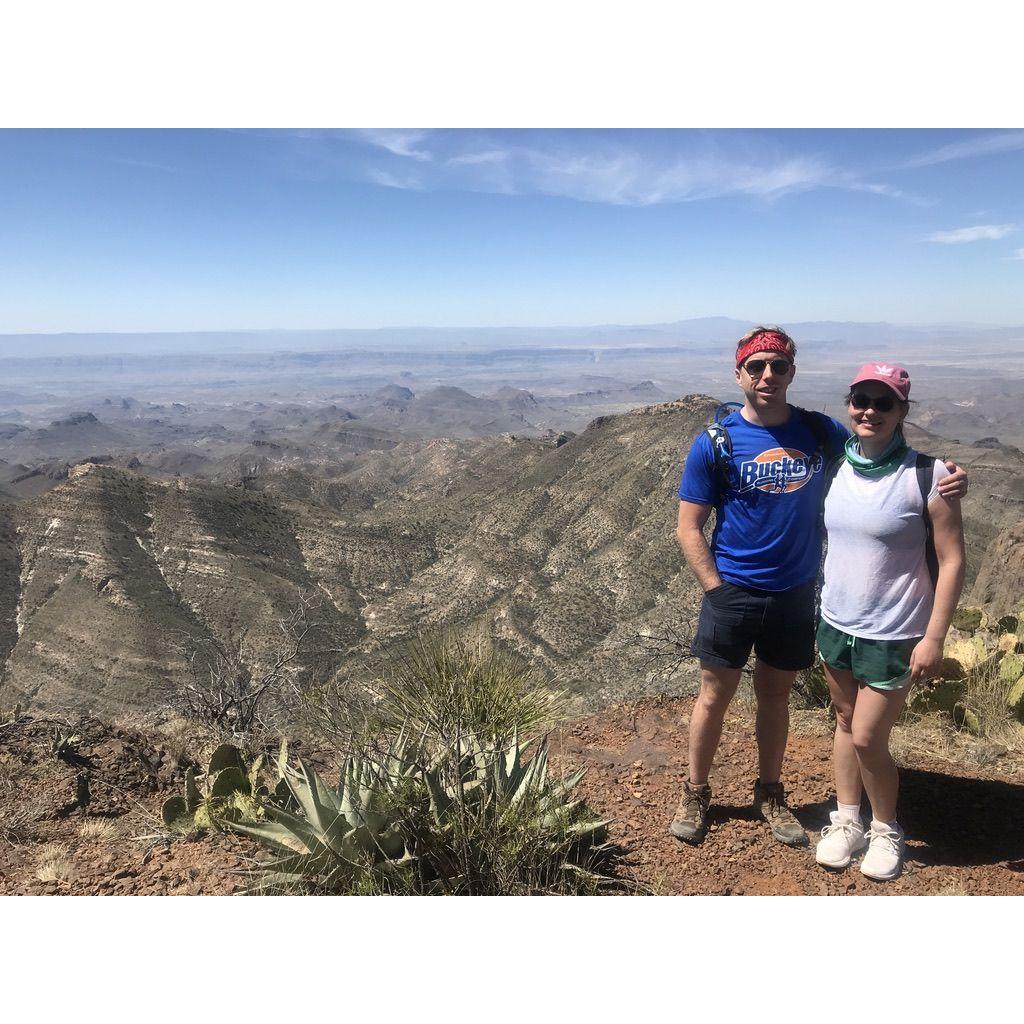 The first photo we ever took together on a hike in Big Bend Texas.