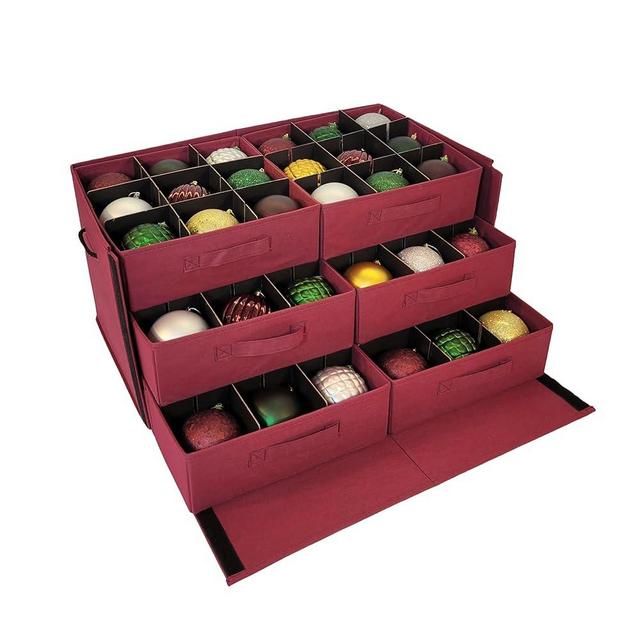 612 Vermont Christmas Ornament Storage Box with Adjustable Acid-Free Dividers, Holds 54 – 4 Inch Ornaments (SB-40042-VT)