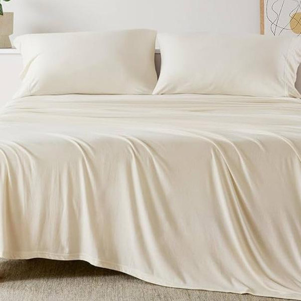 Intelligent Design Jersey-Knit Cotton Blend 4-Pc. Sheet Set, Queen - Cream