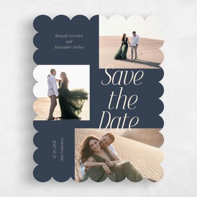 Blue Scalloped Wedding Save the Date - Mycenae Multiphoto