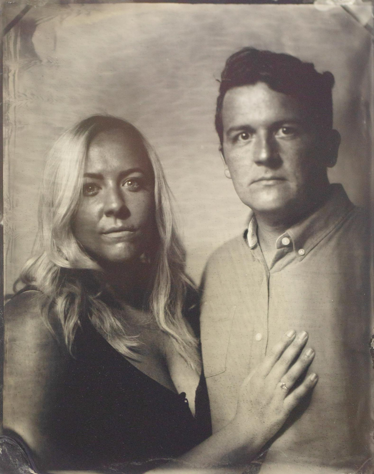 Our tintype engagement photo captured by our wedding photographer