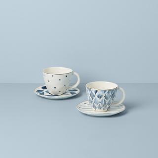 Blue Bay 4-Piece Teacup & Saucer Set