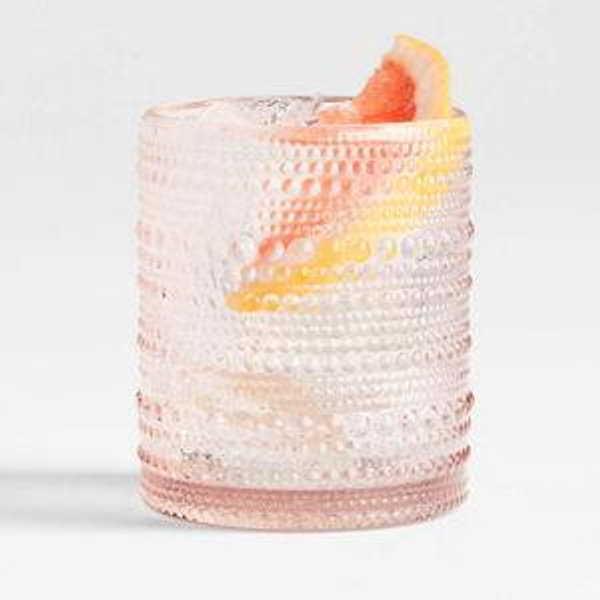 Alma Pink Vintage Double Old-Fashioned Glass + Reviews | Crate & Barrel