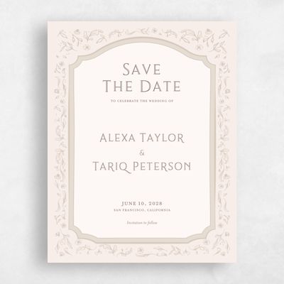 Linen, Beige Wedding Save the Date - Delphi Portrait