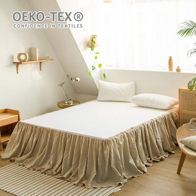 Simple&Opulence Easy Fit Breathable Premium Dust Ruffle with Classic 14 inch Drop Bed Skirt (Pleated-Linen, King)
