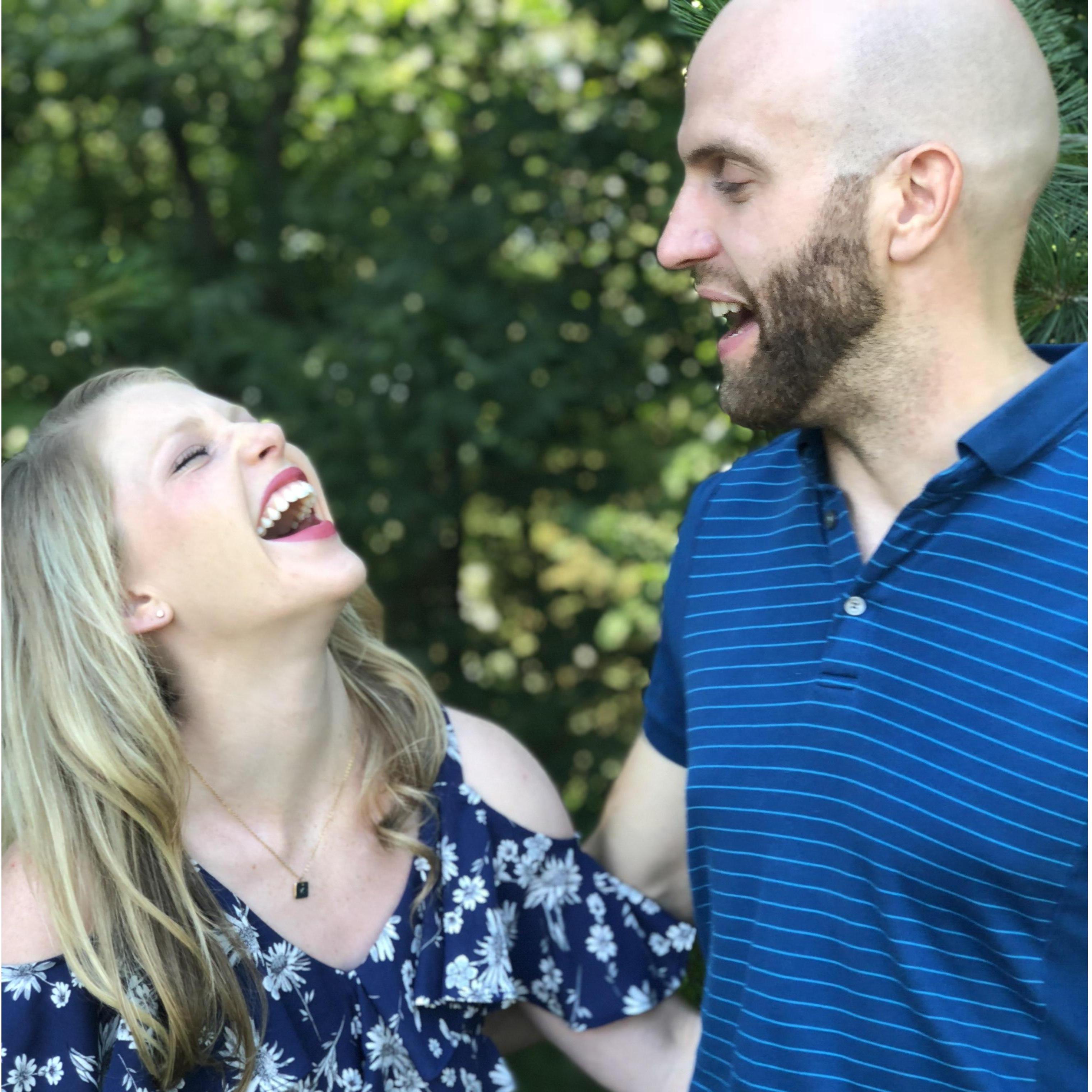Laughing at our awkward selves during some engagement photos