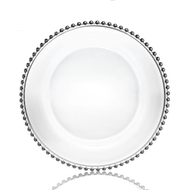 Jay Import American Atelier Glass Silver Beaded Charger Plate