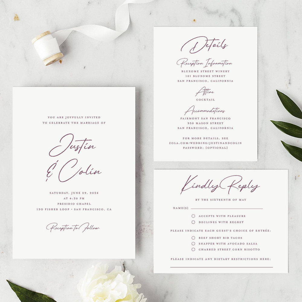 Burke Classic Letterpress | Black | Zola Wedding Invitations