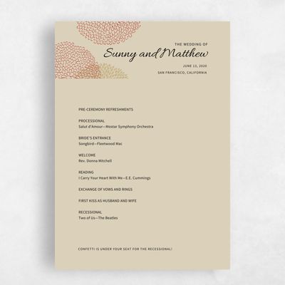 Beige Wedding Program - Mikasa