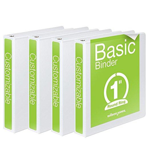 Wilson Jones 3 Ring Binder 1 Inch, 4 Pack