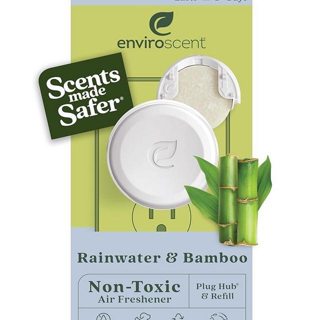 Enviroscent Non Toxic Air Freshener (Rainwater & Bamboo) Plug-in Air Freshener for Home | Essential Oil Plug In | Home Fragrance Last 45+ Days | 1 Refillable Air Freshener Plug In & 1 Scent Refill