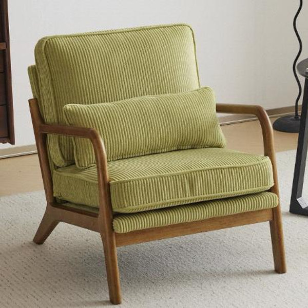 Karl Home Mid Century Solid Wood Upholstered Armchair