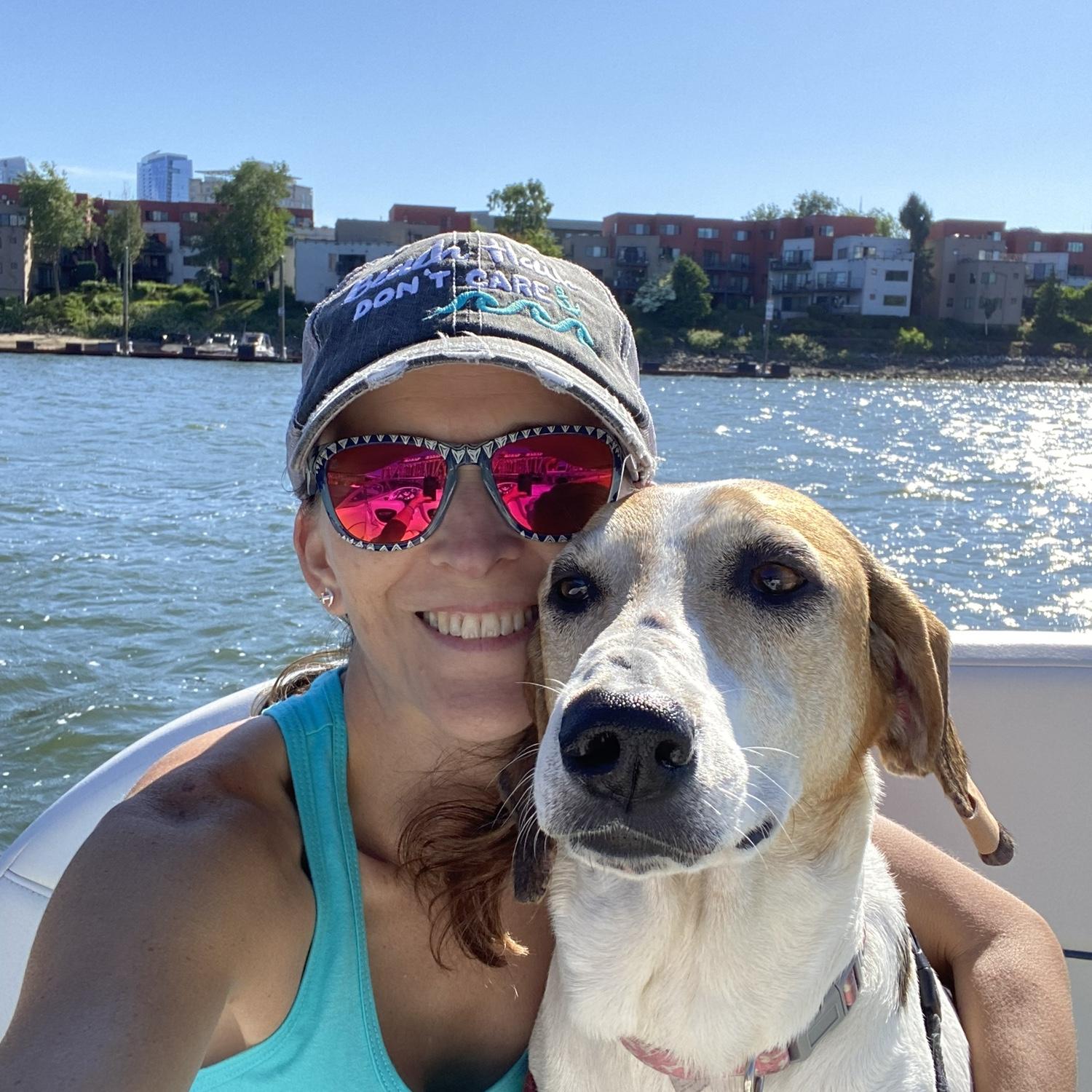 Penny and mom cruising the river through downtown Portland. June 2023