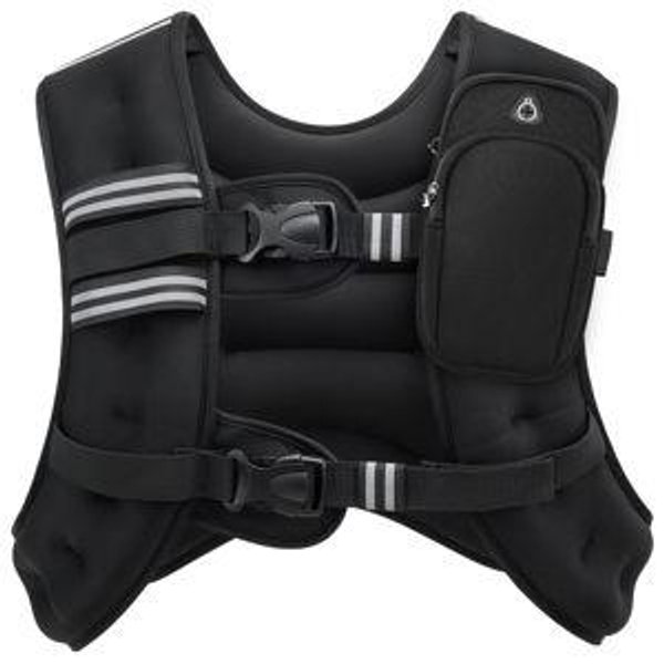 ZELUS Weighted Vest, 12lb Black Weight Vest with Reflective Stripe for Workout, Strength Training, Running, Fitness, Muscle Building, Weight Loss, Weightlifting