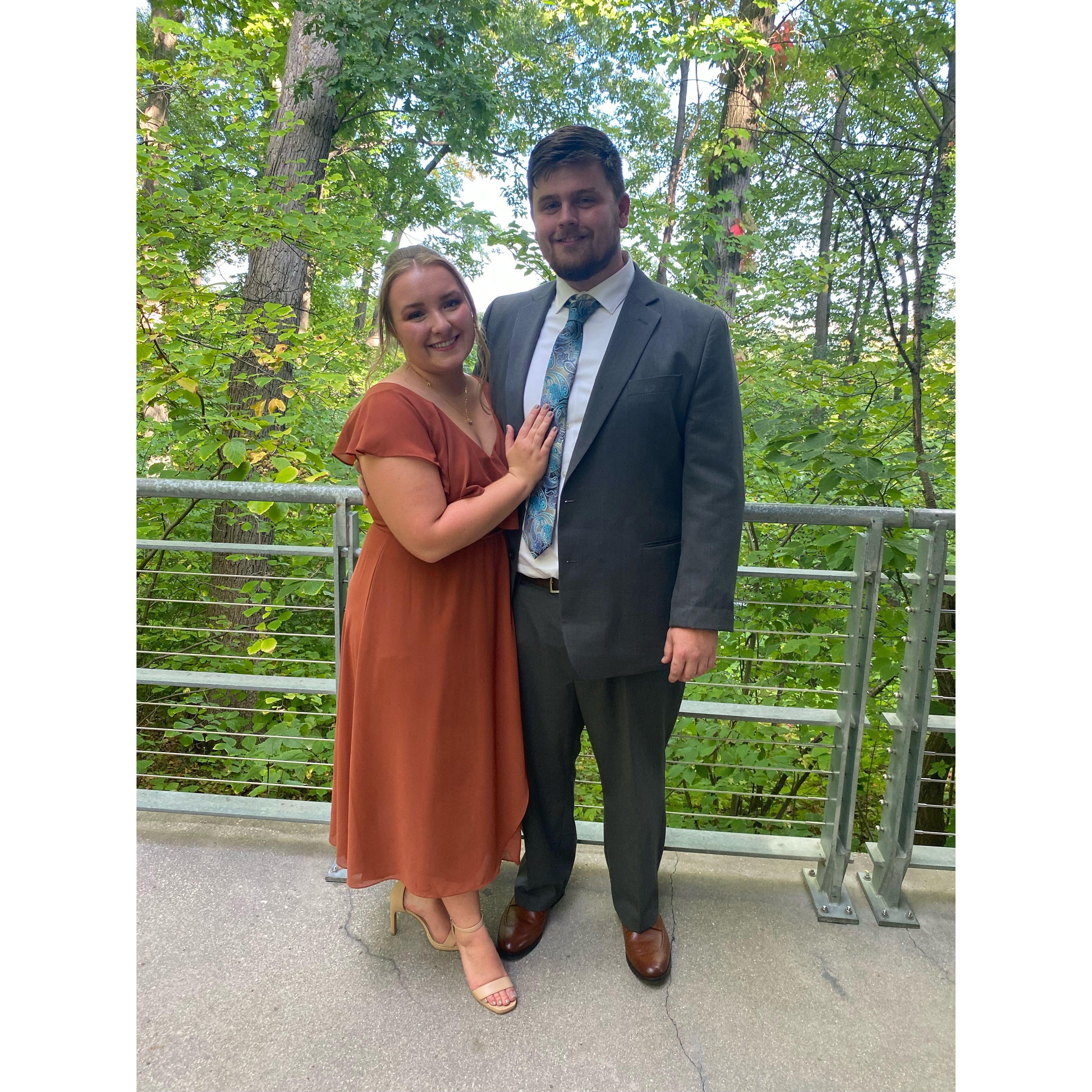 2023 photo of the bride and groom attending Stephanie and Brendan's wedding!