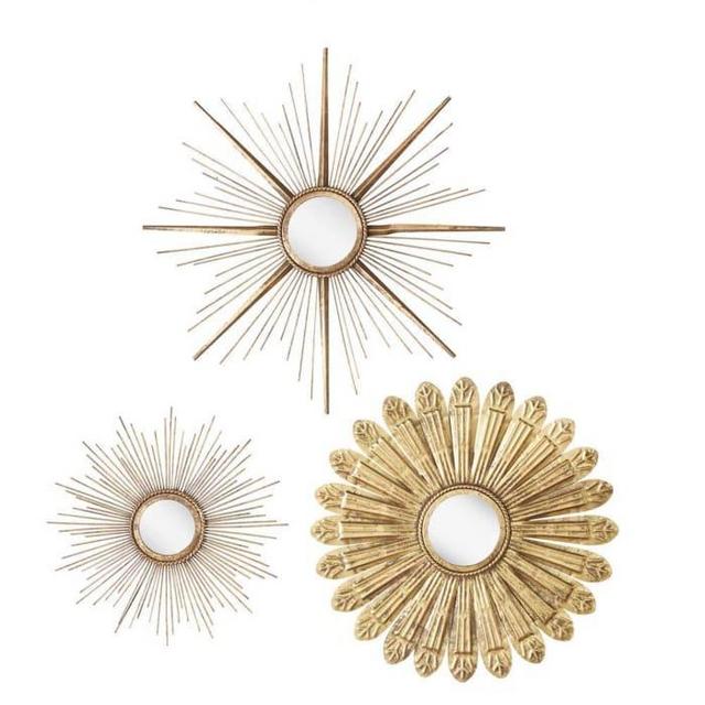 Sunburst Metal Wall Mirror Set of 3