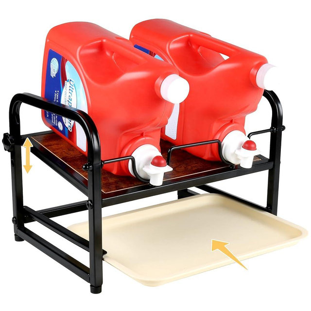 Laundry Detergent Holder & Laundry Detergent Soap Dispenser - Liquid Laundry Detergent Organizer with Drip Tray & Adjustable Tilting Board, for Laundry Room Organization and Storage