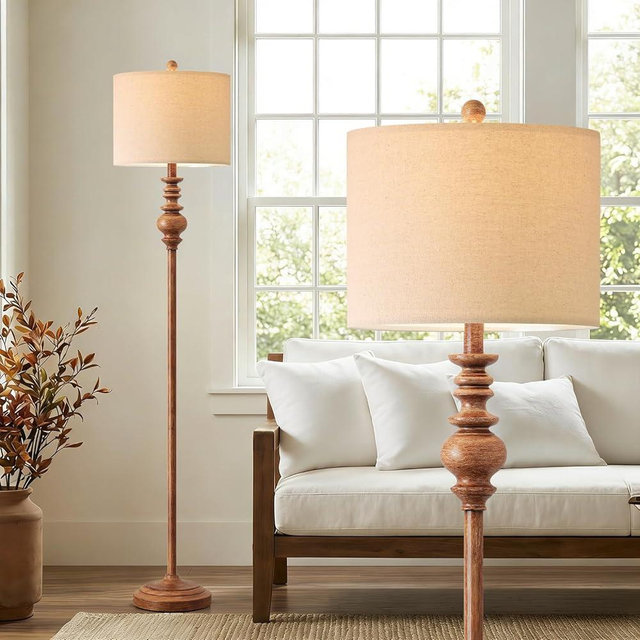 BOBOMOMO 64.25" Rustic Floor Lamp for Living Room, Tall Antique Brown Standing Lamp with Rotary Switch, Vintage Reading Lamp for Bedroom, Office & Study, Farmhouse Home Decor Corner Lamp