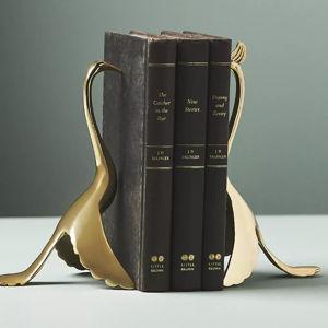 Gold Crane Brass Bookends