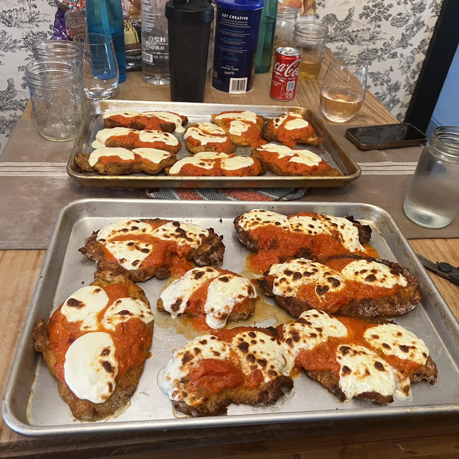 Picture of the actual chicken vodka parm I handed Teagan when we met