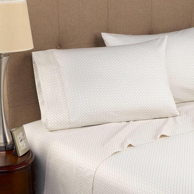 Full 300 Thread Count Organic Cotton Printed Sheet Set Beige Geo - Modern Living