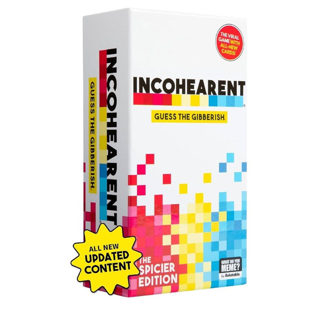 Board Game: Incohearent, The Guess the Gibberish Party Game by Relatable, A Funny Card Game for Adults, Great for Bachelorette Party Games or Game Night Games, Includes 400 Cards, Instructions, and 1 Sand Timer