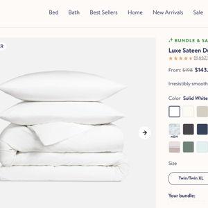 Brooklinen Luxe Sateen Duvet Set- white/ Queen
