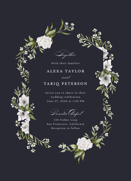 Cordova Portrait | Ebony | Zola Wedding Invitations