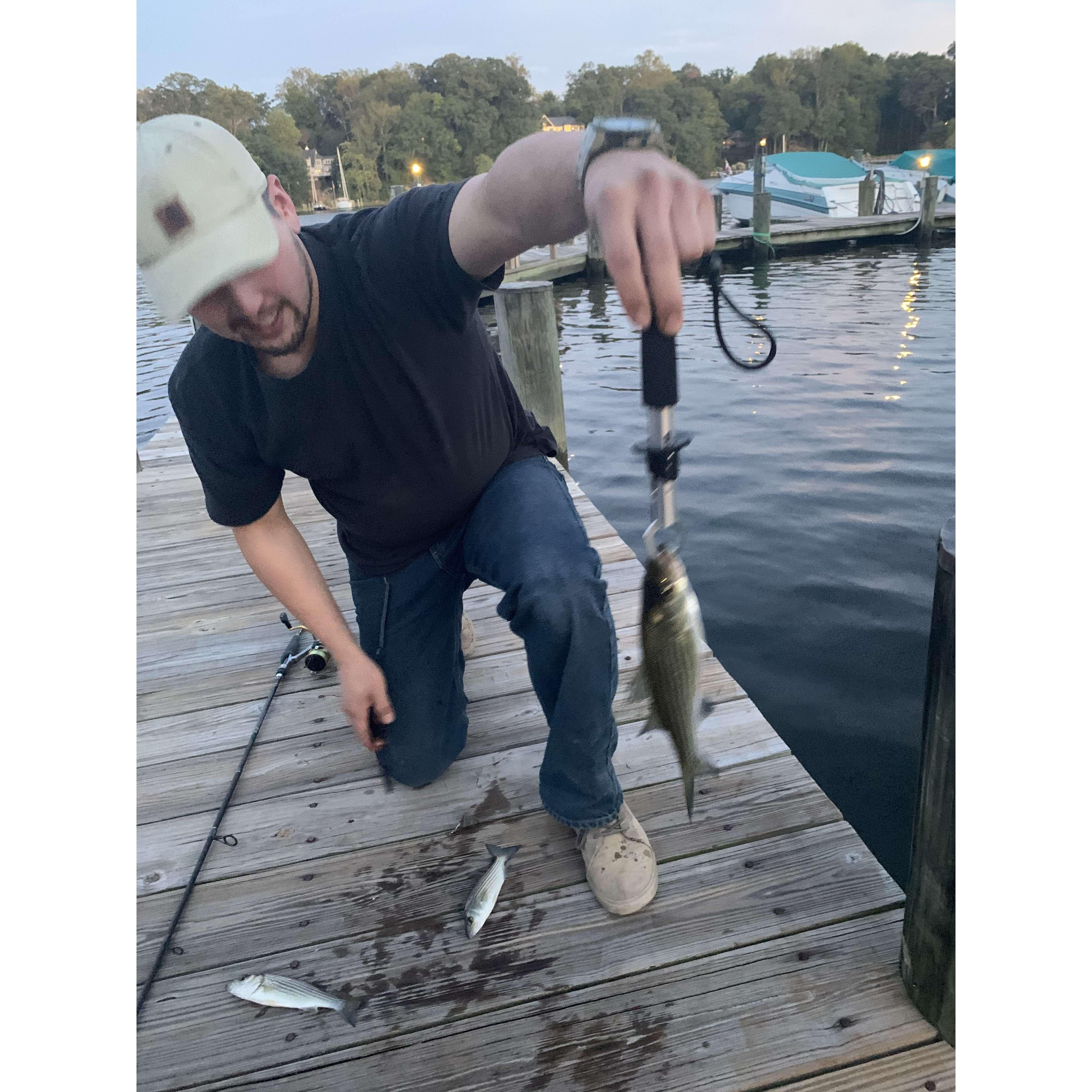 Josh teaching me how to fish :)
