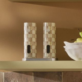 Mocha Check Electric Salt & Pepper Grinder Set