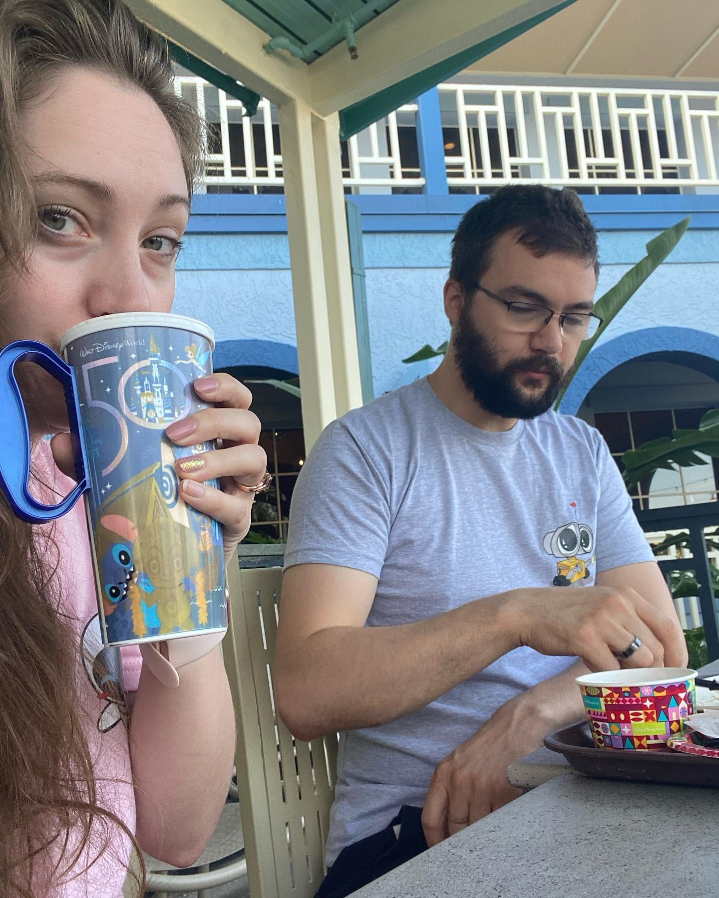 Disney Trip 2022.  We try to have coffee every morning together.  Especially on vacation.