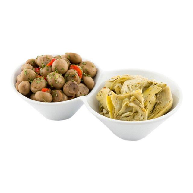 9.1 x 4.9 x 2.3 Inch Double Dip Bowls, 1 Microwave-Safe Condiment Server - 2 Compartments, Microwave-Safe, White Porcelain Dip Tray, Dishwasher-safe, For Snacks, Relish, Condiments, Or Toppings