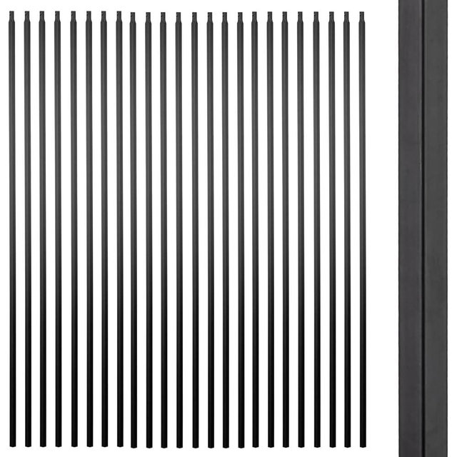 S01 Wrought Iron Balusters - Set of 30 Hollow Plain Bar Decorative Metal Balusters for Decks - Spiral Stair Railing - 1/2-inch Iron Spindles - Satin Black Metal Railing