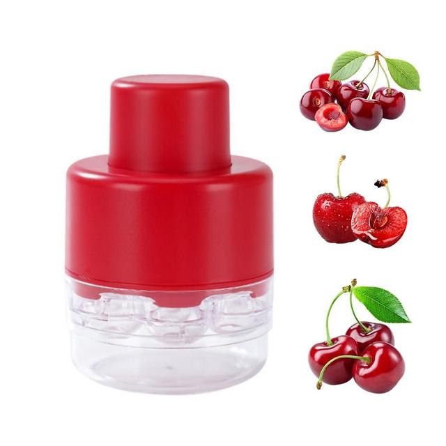 Cherry Pitter Tool, 2025 Upgraded 7 Holes Cherry Core Pitting Tool, Portable Cherry Stoner Pitter Quick Release, Push-type Fruit Pit Remover for Kitchen (Red)