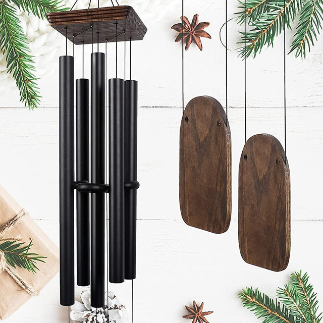 48" Large Wind Chimes for Outside Deep Tone, Wood Wind Chimes Outdoor Clearance, Memorial Gifts for Mother's Day and Christmas, Outdoor Decor for Garden, Patio, Yard（Big Wind Chime, Black）