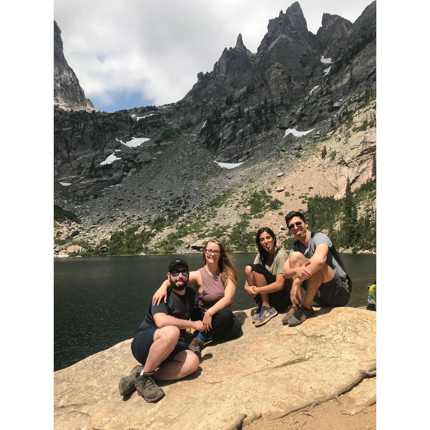 Beautiful family hike enhanced by silly faces