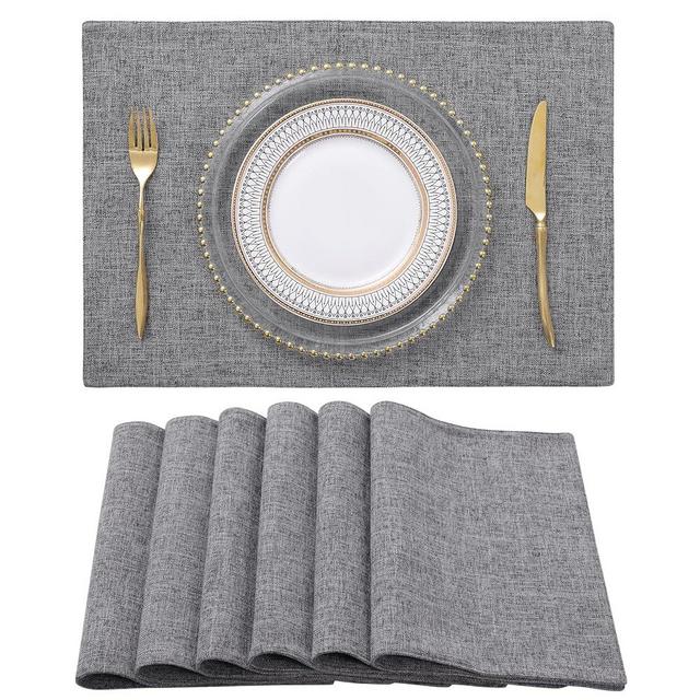 homing Dark Grey Cloth Placemats for Dining Table Set of 6 – Cotton Linen Blend Washable Farmhouse Kitchen Mats for Indoors & Outdoors - Easy to Clean 13 x 19 Inch