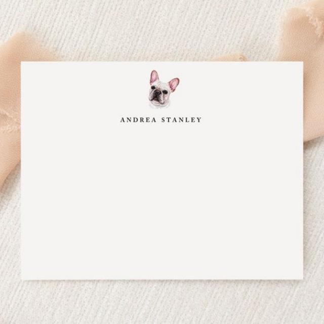 Personalized Custom French Bulldog Frenchie Dog Stationery | Stationary | Monogram | Flat Note Cards | Printed Thank You | Snail Mail Gift