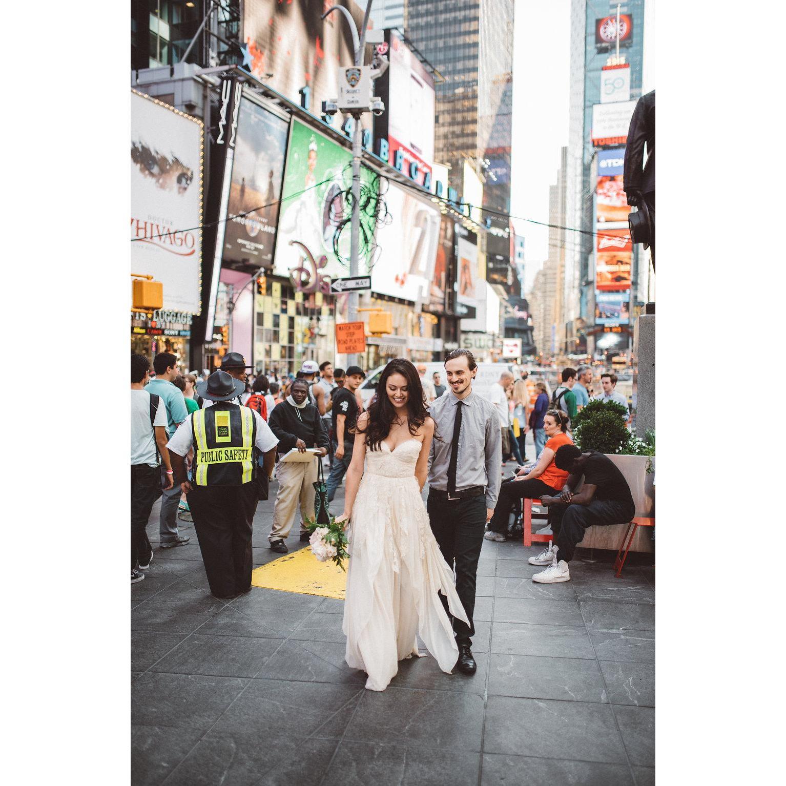 Times Square is truly awful, but we're smiling anyways!