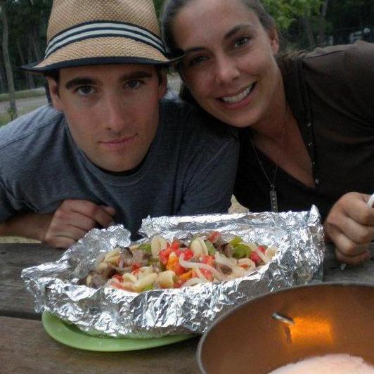 Traverse City Beach, sausage & peppers off the camp stove. Traveling for horse shows, 2011.