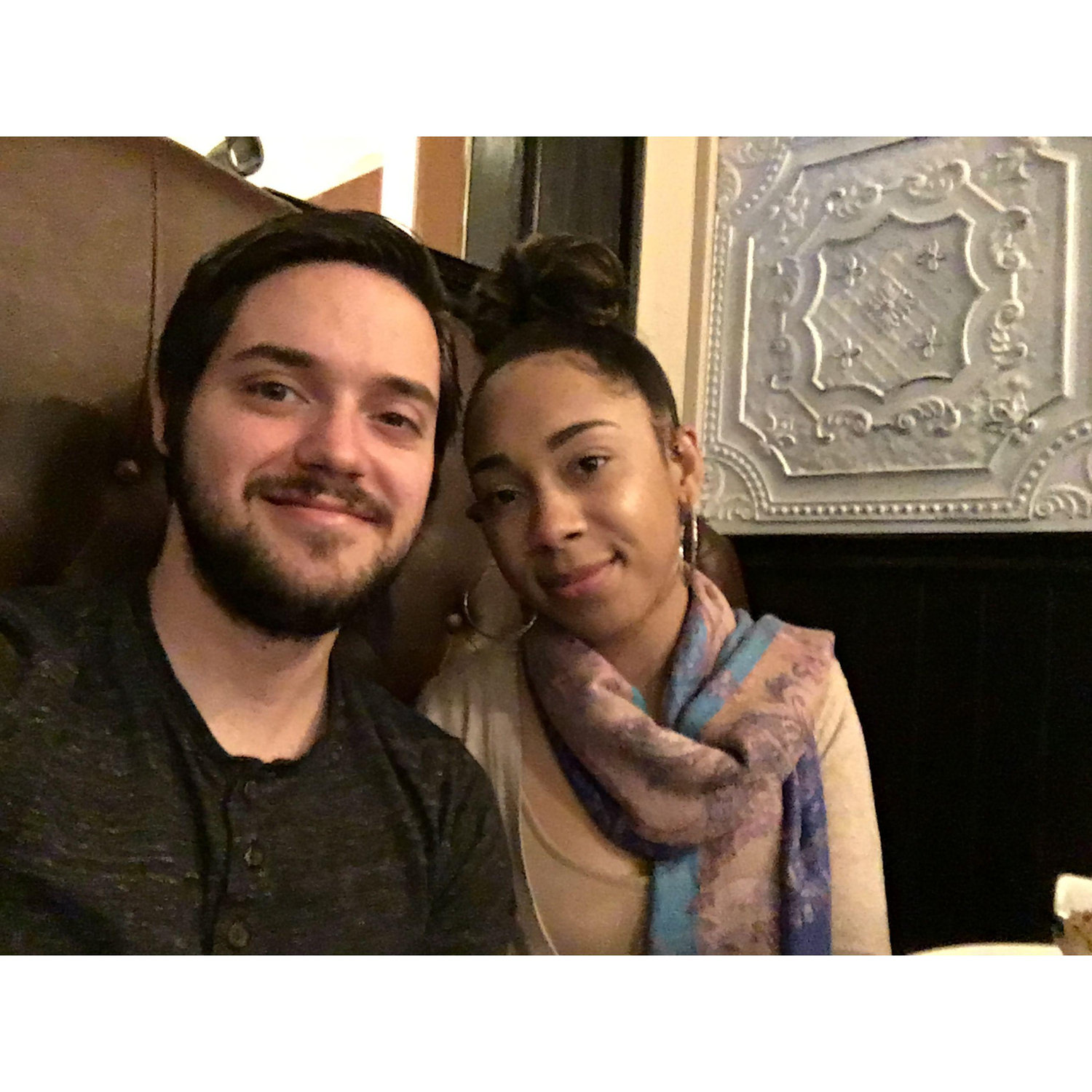 Boston bound - our first trip out of state together, captured at a pub somewhere between sightseeing and ordering round two.